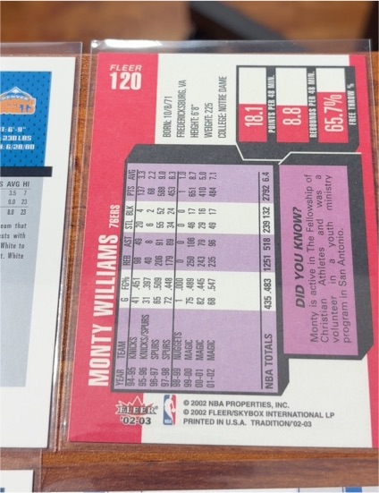 2002-03 Fleer #120 Monty Williams — front