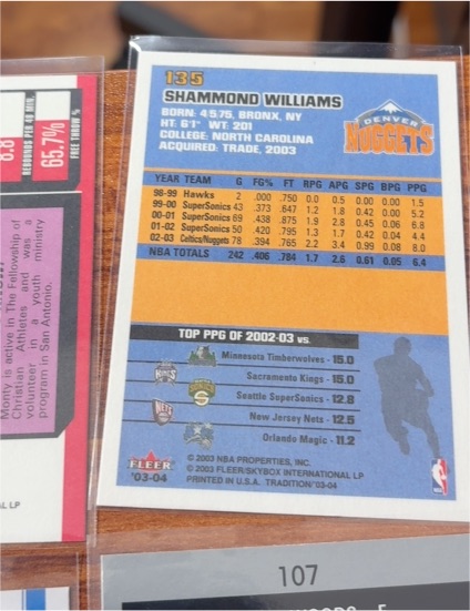2003 Fleer Tradition #135 Shammond Williams — front