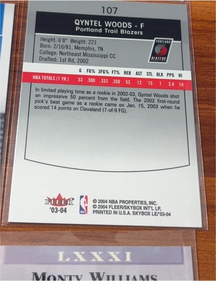 2003-04 Fleer #107 Qyntel Woods — front