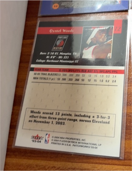 2003-04 Fleer Patchworks #72 Qyntel Woods — front