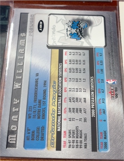2000-01 Fleer #100 Monty Williams — front