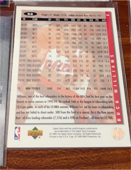 1993-94 Upper Deck #429 Buck Williams — front