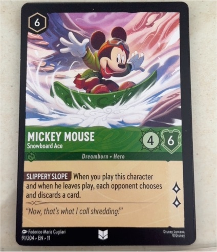 2023 Disney Lorcana Winterspell #91 Mickey Mouse Snowboard Ace — front