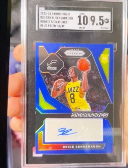 2023-24 Panini Prizm #RSI-SEN Brice Sensabaugh Rookie Signatures Blue Prizm — front