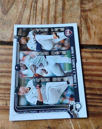 2025 Topps Series 1 #5 AL ERA Leaders Tarik Skubal / Ronel Blanco / Framber Valdez — front