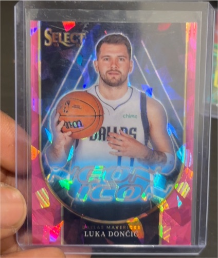 2023-24 Panini Select #21 Luka Dončić Neon Icons Pink Cracked Ice — front