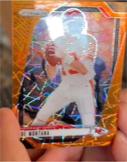 2024 Panini Prizm #147 Joe Montana Orange Lazer Prizm Kansas City Chiefs — front