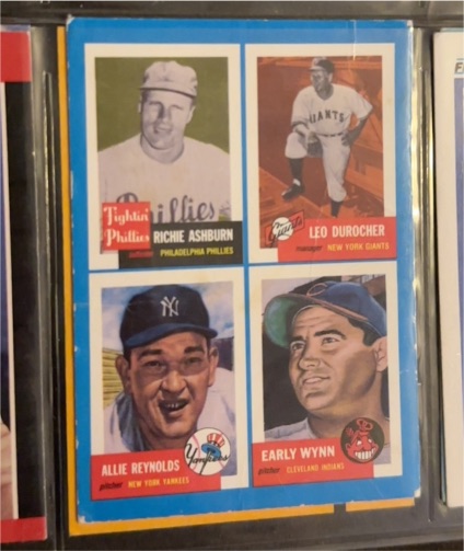 1992 Topps Bazooka 1953 Archives Quadracard #5 Richie Ashburn Leo Durocher Allie Reynolds Early Wynn — front