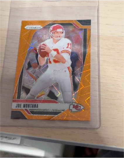 2024 Panini Prizm #147 Joe Montana Orange Lazer Prizm Kansas City Chiefs — front