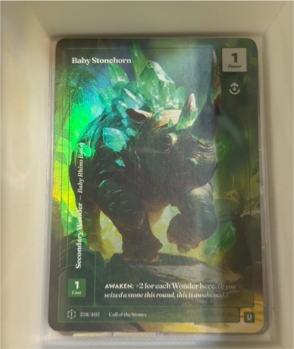 Call of the Stones Wonders of the First #228 Baby Stonehorn Formless Foil — front