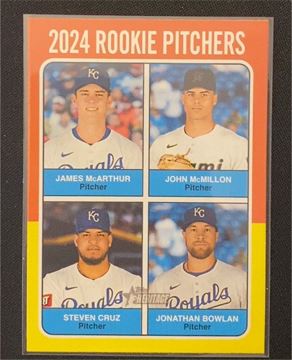 2024 Topps Heritage High Number #615 Rookie Pitchers McArthur McMillon Cruz Bowlan — front
