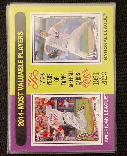 2024 Topps Heritage #207 Mike Trout / Clayton Kershaw 2014 MVPs — front