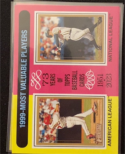 2024 Topps Heritage #201 1999 MVPs Ivan Rodriguez / Chipper Jones — front