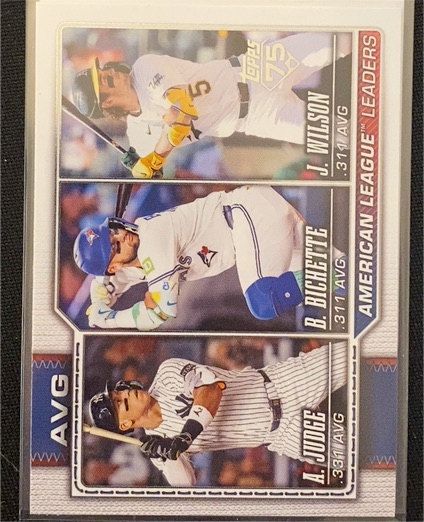 2026 Topps #204 AL Leaders Avg Aaron Judge / Bo Bichette / Jacob Wilson — front