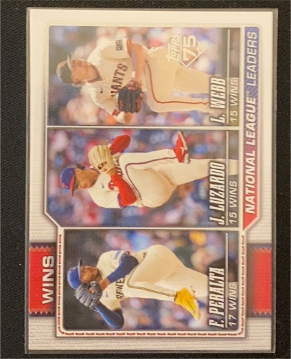 2026 Topps Series 1 #117 National League Wins Leaders Freddy Peralta / Jesús Luzardo / Logan Webb — front