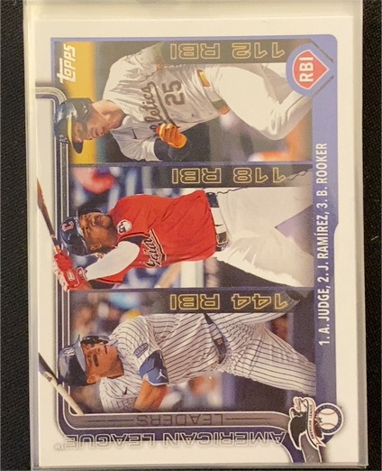 2025 Topps #29 Aaron Judge / Jose Ramirez / Brent Rooker AL RBI Leaders — front