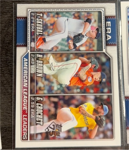 2026 Topps Series 1 #327 AL ERA Leaders Tarik Skubal / Hunter Brown / Garrett Crochet — front