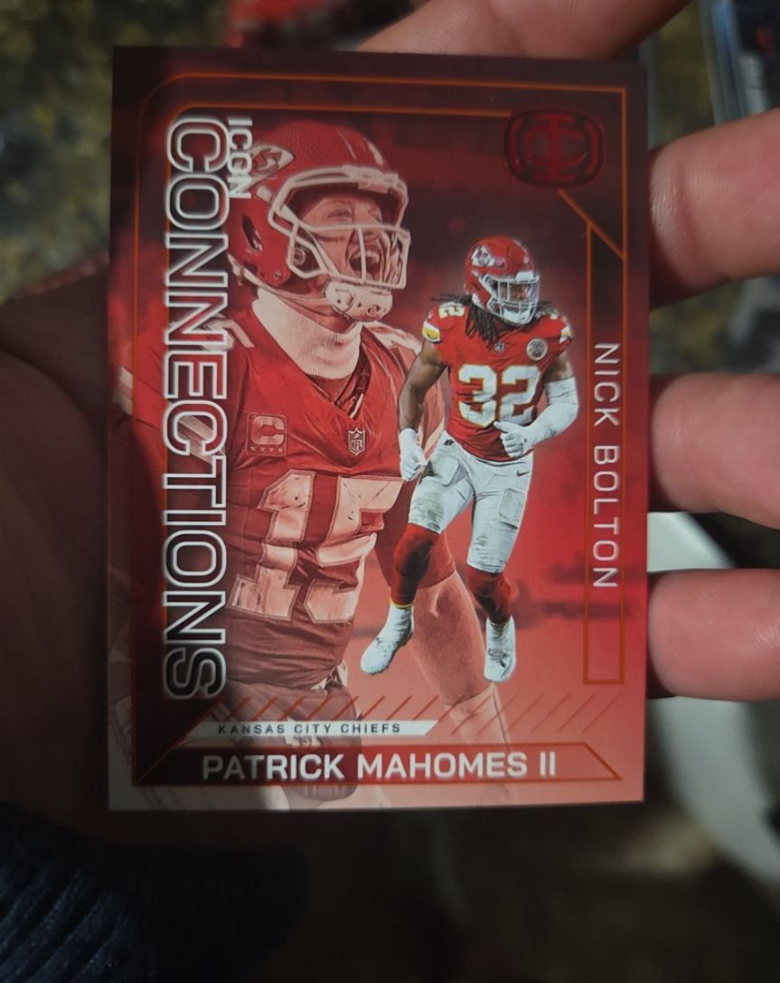 2025 Panini Icon Connections #IC-23 Patrick Mahomes II Nick Bolton — front