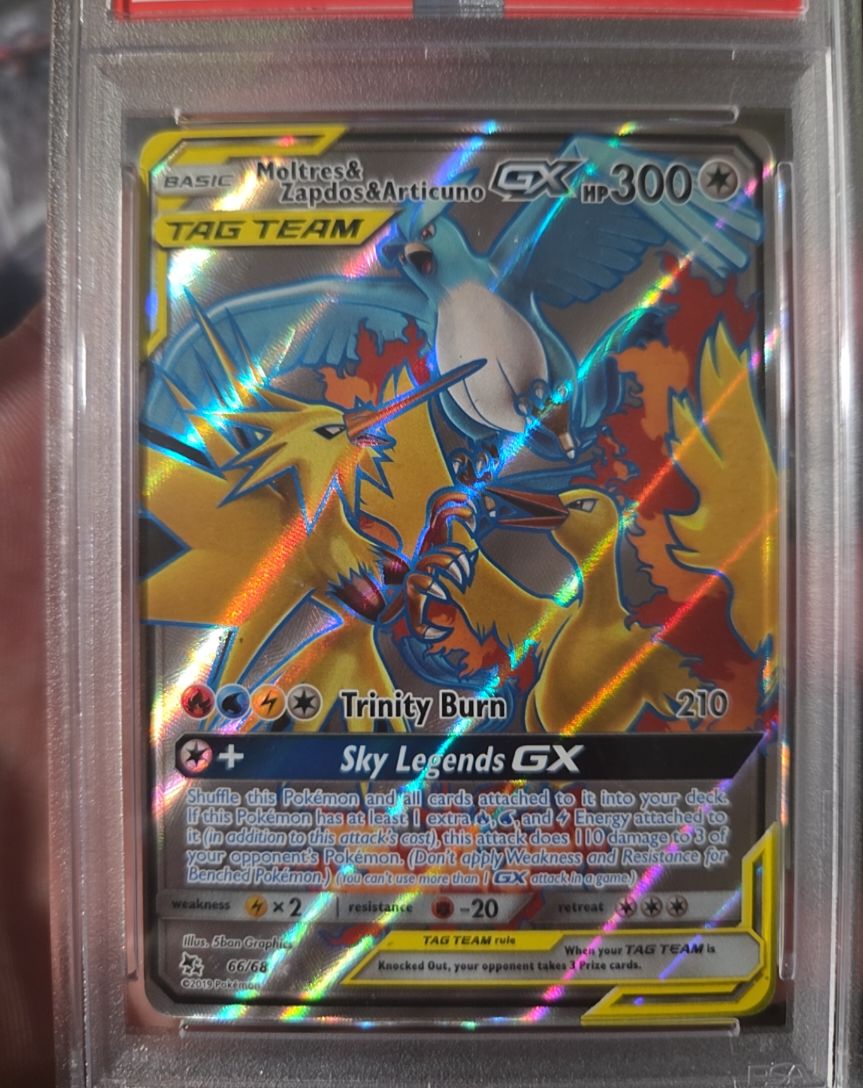 2019 Pokemon Hidden Fates #66 Moltres & Zapdos & Articuno GX Full Art — front
