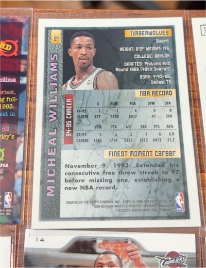 1995 Topps #21 Micheal Williams — front