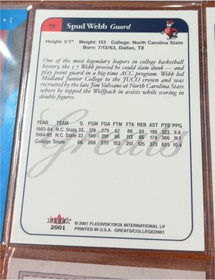 2001 Fleer #71 Spud Webb — front