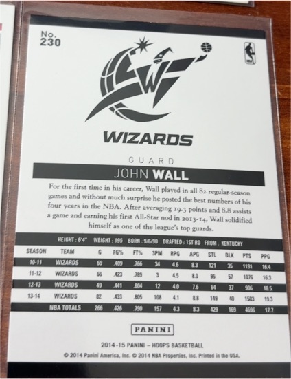 2014-15 Panini Hoops #230 John Wall — front