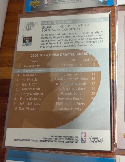 2002 Topps Ten #122 Dajuan Wagner — front