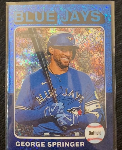 2024 Topps Heritage #358 George Springer Blue Sparkle — front