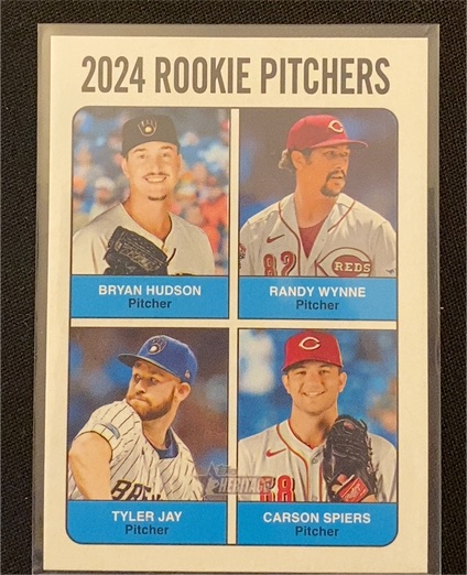 2024 Topps Heritage High Number #614 Rookie Pitchers Bryan Hudson, Randy Wynne, Tyler Jay, Carson Spiers — front