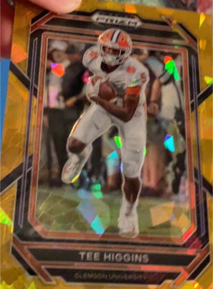 2023 Panini Prizm Draft Picks #91 Tee Higgins Gold Ice Prizm — front