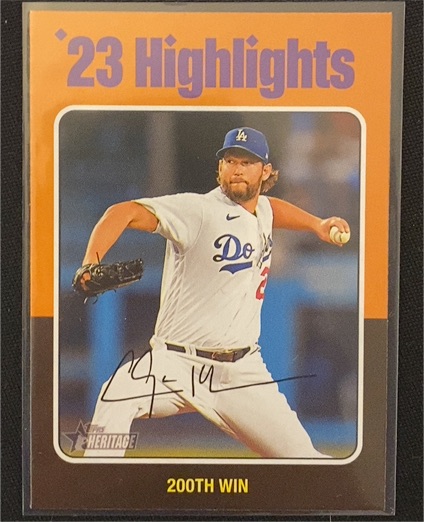 2024 Topps Heritage #4 Clayton Kershaw '23 Season Highlights 200th Win — front