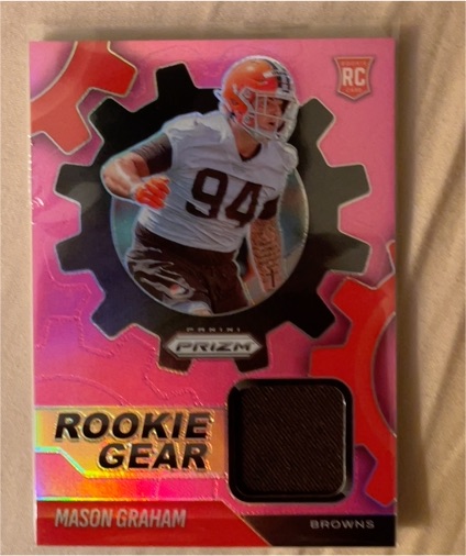 2025 Panini Prizm #RGR-MGM Mason Graham Rookie Gear Pink Prizm Patch — front