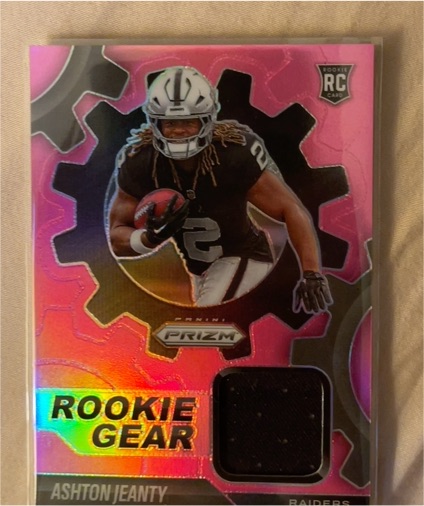 2025 Panini Prizm #RGR-AJY Ashton Jeanty Rookie Gear Pink Prizm — front