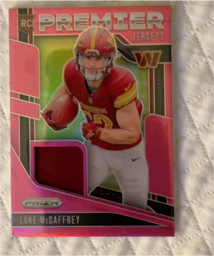 2024 Panini Prizm Premier Jerseys #PJ-LMY Luke McCaffrey — front