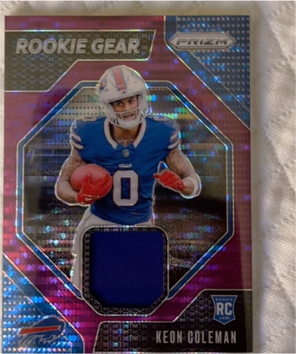 2024 Panini Prizm #RG-KCN Keon Coleman Rookie Gear Pink Pulsar Prizm Patch — front
