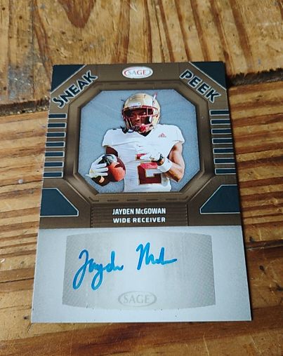 2025 Sage Low Series #SPA-JM Jayden McGowan Sneak Peek Autograph — front