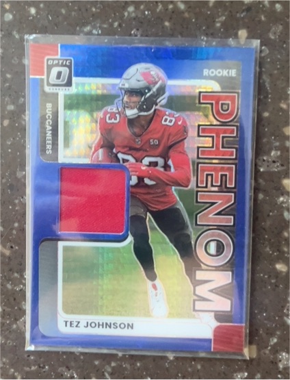 2025 Donruss Optic #RPBH-TJN Tez Johnson Rookie Phenom Blue Hyper Prizm Patch — front