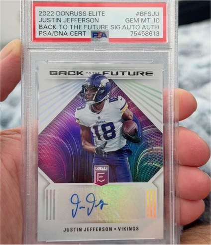 2022 Panini Donruss Elite #BFSJU Justin Jefferson Back To The Future Signature Auto — front