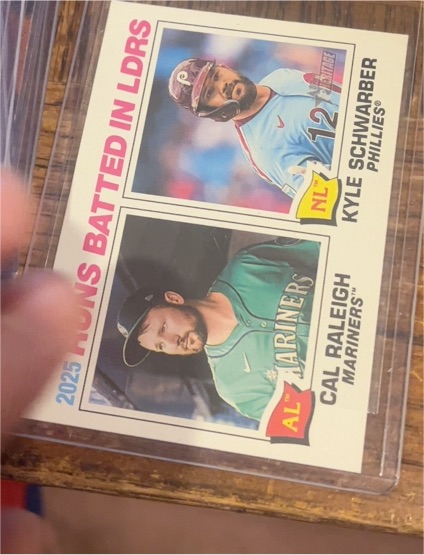 2026 Topps Heritage #3 Runs Batted In Leaders Cal Raleigh Kyle Schwarber — front