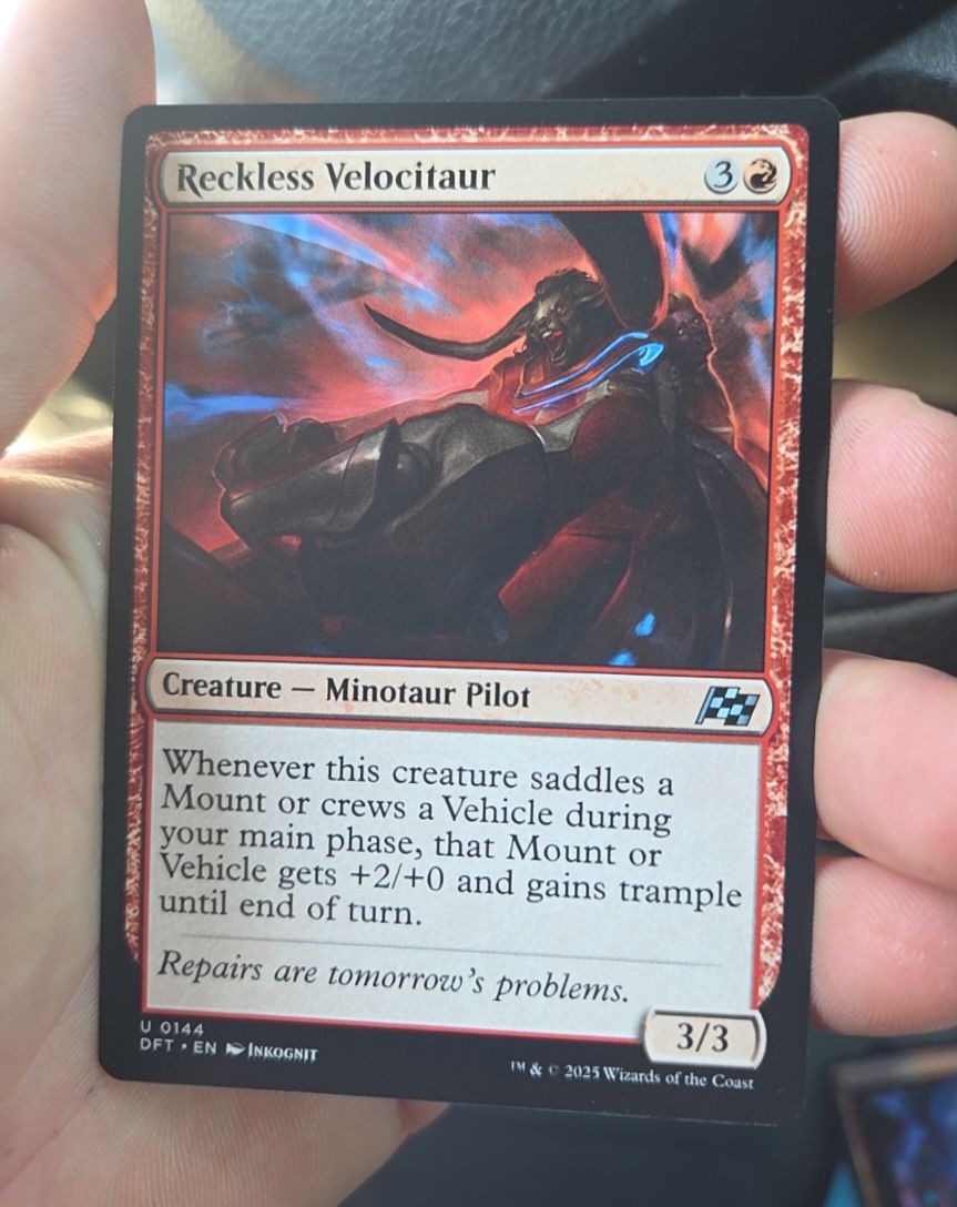 2025 Magic: The Gathering #144 Reckless Velocitaur — front