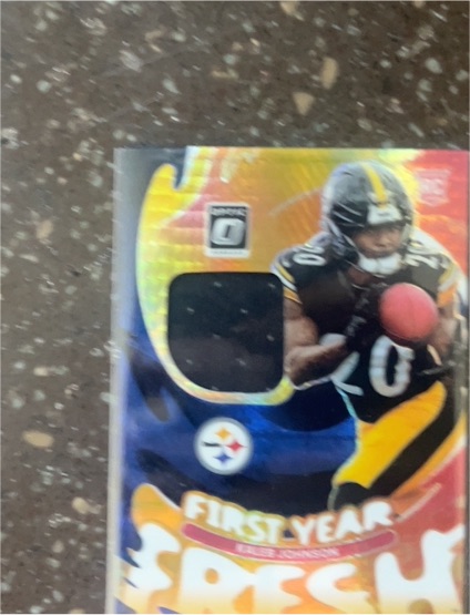 2025 Panini Donruss Optic #FYFBH-KJN Kaleb Johnson First Year Fresh Blue Hyper Prizm Patch — front