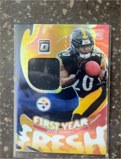 2025 Donruss Optic #FYFBH-KJN Kaleb Johnson First Year Fresh Rookie Patch — front
