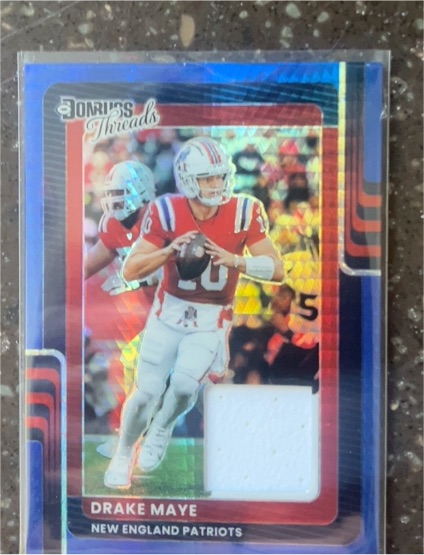 2025 Donruss Optic Threads Blue Hyper Patch #DTBH-DME Drake Maye — front