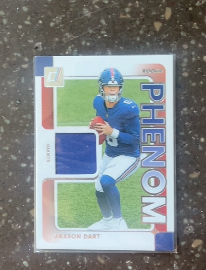 2025 Panini Donruss #RPJ-JDT Jaxson Dart Rookie Phenom Jersey Patch — front