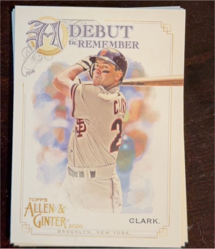2020 Topps Allen & Ginter A Debut to Remember Will Clark — front