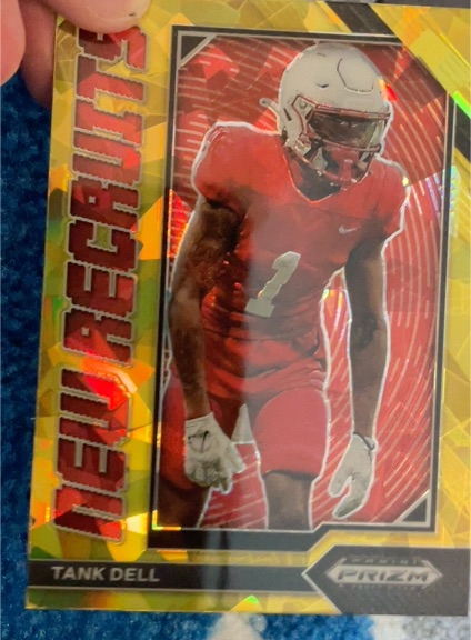 2023 Panini Prizm Draft Picks New Recruits #NR-25 Tank Dell Gold Ice Prizm — front