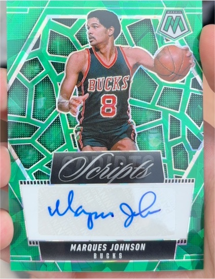 2024-25 Panini Mosaic #MS-MJM Marques Johnson Scripts Auto Silver Prizm — front