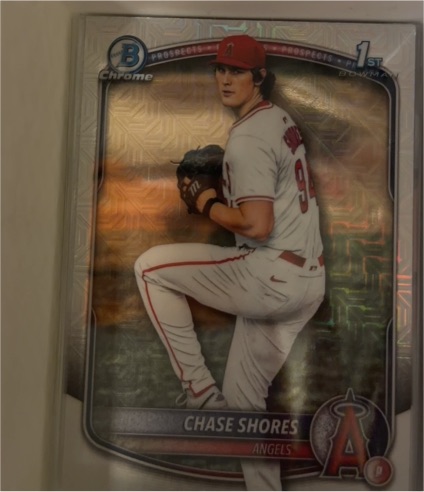 2025 Bowman Draft 1st Chrome #BDC-142 Chase Shores Mojo Refractor Angels — front