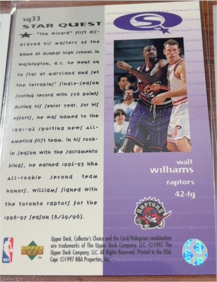 1997-98 Upper Deck Collector's Choice Star Quest #SQ33 Walt Williams — front