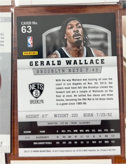 2012-13 Panini #63 Gerald Wallace — front